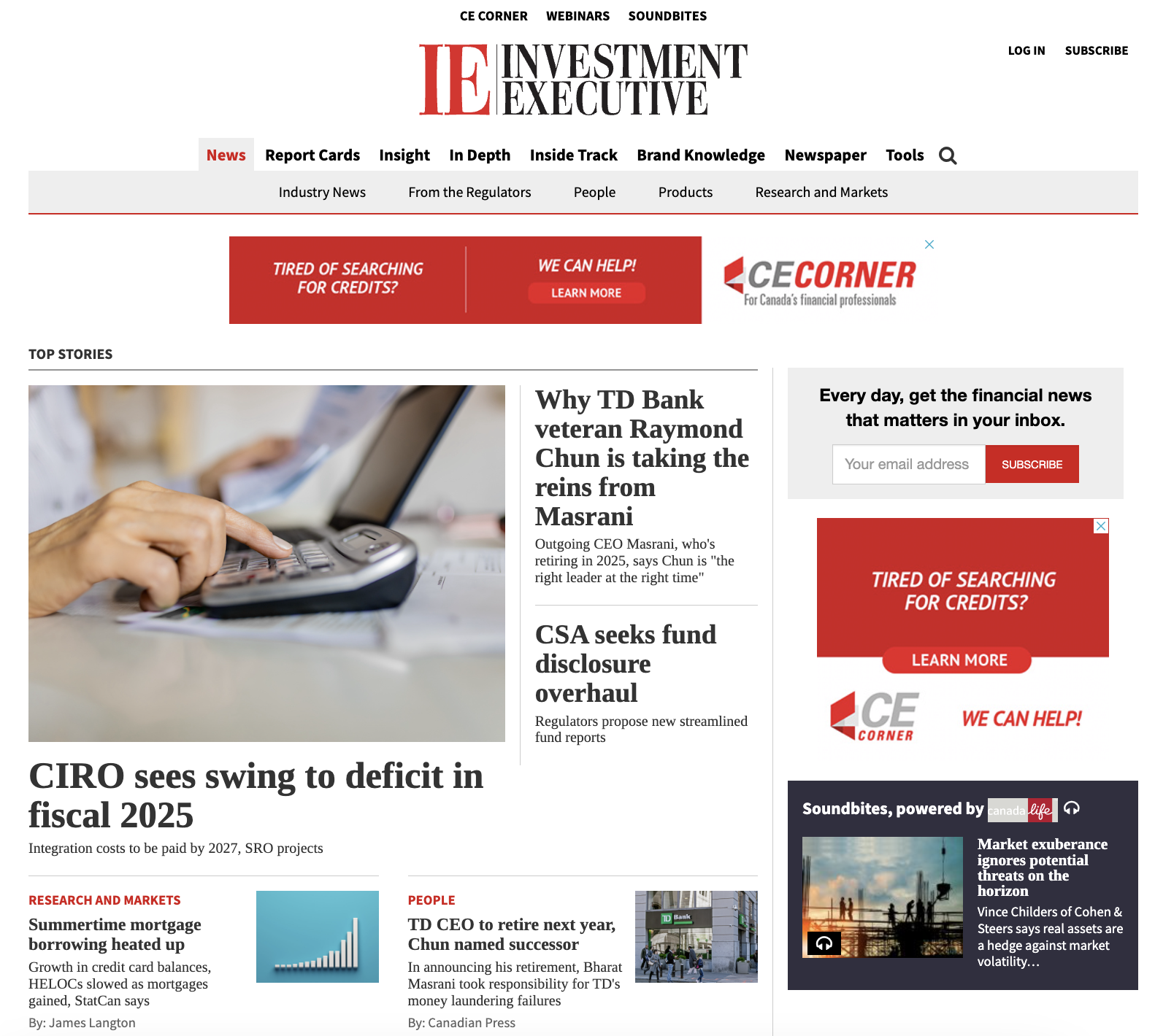image of investmentexecutive.com website